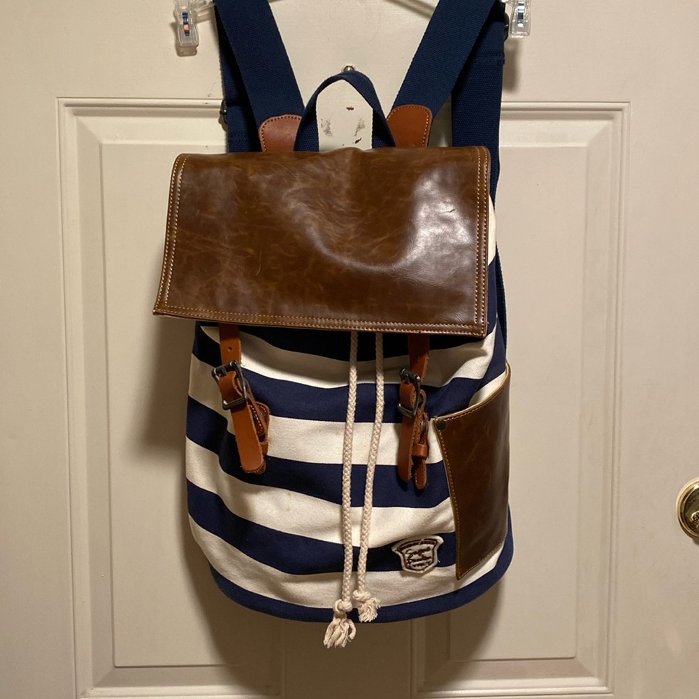 The Same Direction Nautical Blue Striped Backpack